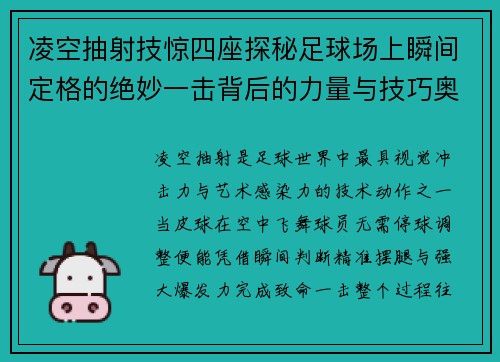 凌空抽射技惊四座探秘足球场上瞬间定格的绝妙一击背后的力量与技巧奥秘 凌空抽射技惊四座探秘足球场上瞬间定格的绝妙一击背后的力量与技巧奥秘